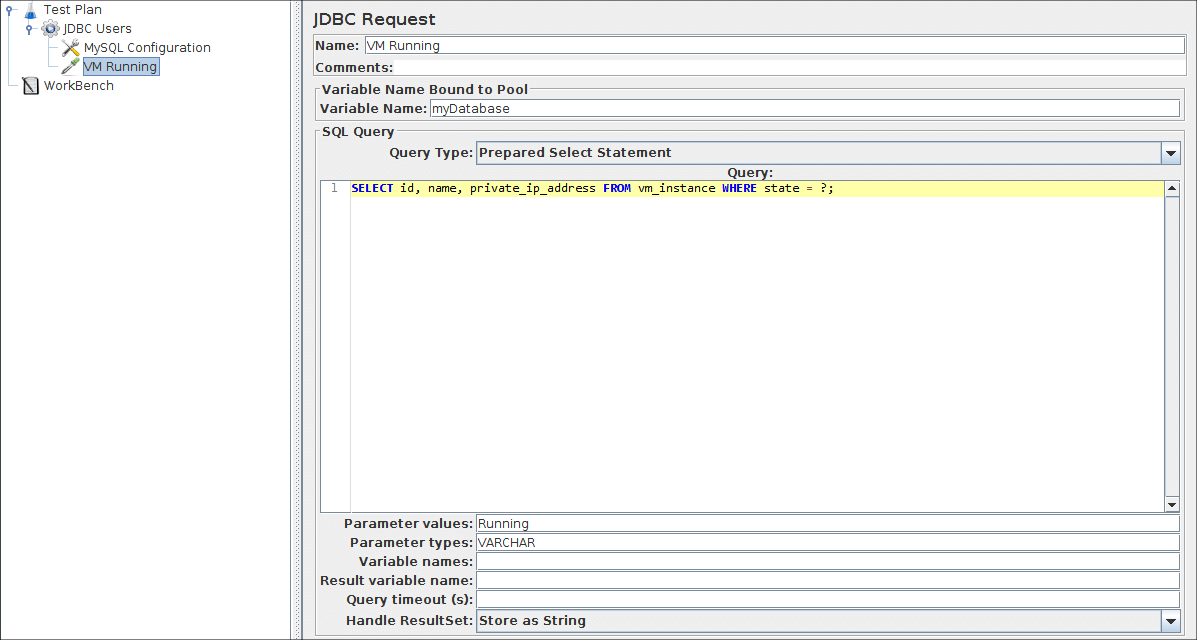 Figure 6.5. JDBC Request for the first SQL request